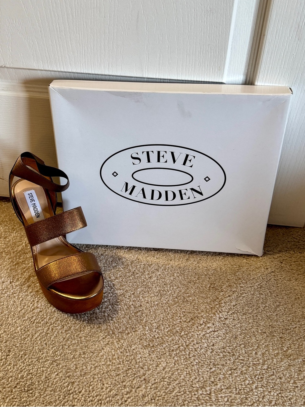 Steve Madden Metallic Bronze Platform Wedge Sandals